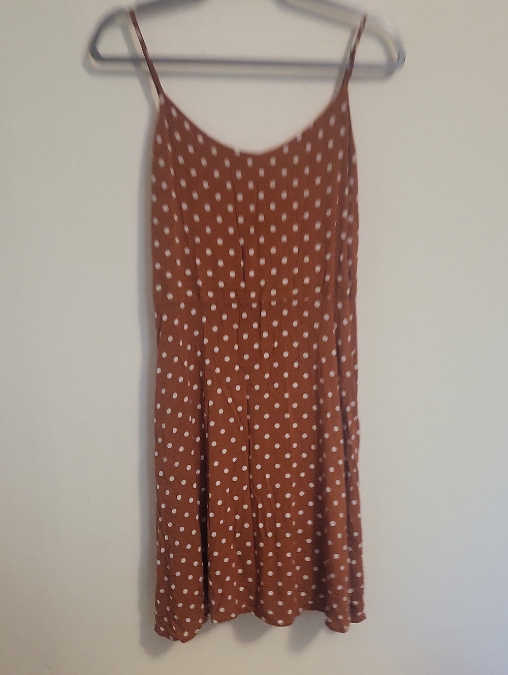 Polka Dot Slip Dress - Rust Brown